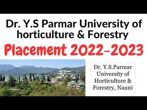 Dr Y S Parmar University Of Horticulture And Forestry Placement