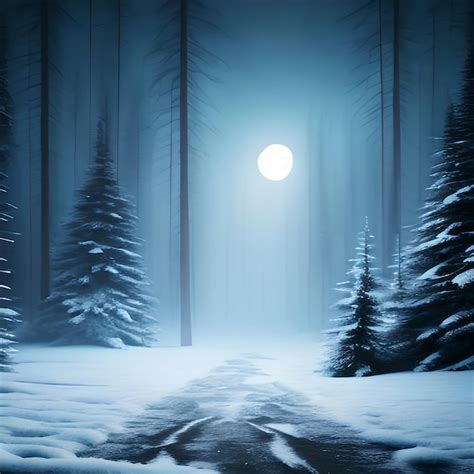 Premium Ai Image Dark Abstract Winter Forest Background Wooden Floor