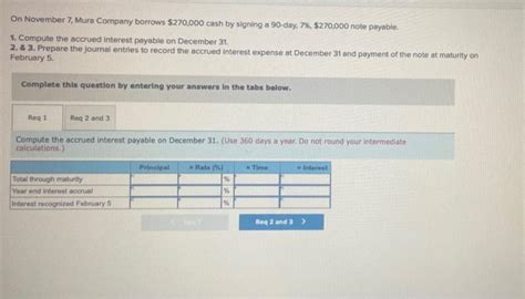 Solved On November 7 Mura Company Borrows 270 000 Cash By Chegg