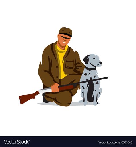 Hunting Hunter With Dog Cartoon Royalty Free Vector Image