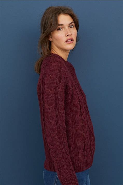 Cable Knit Sweater In 2020 Cable Knit Sweaters Sweaters Burgundy