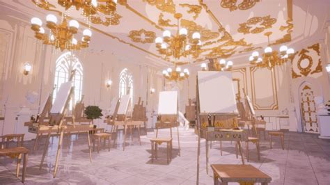 Grand Hall With Golden Chandeliers