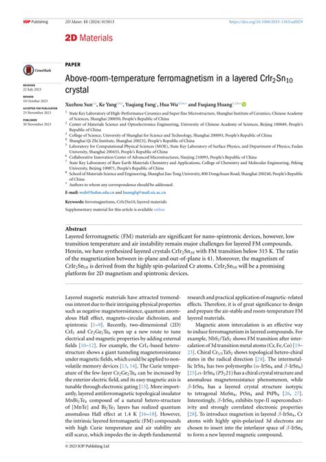 Above Room Temperature Ferromagnetism In A Layered Crir Sn Crystal