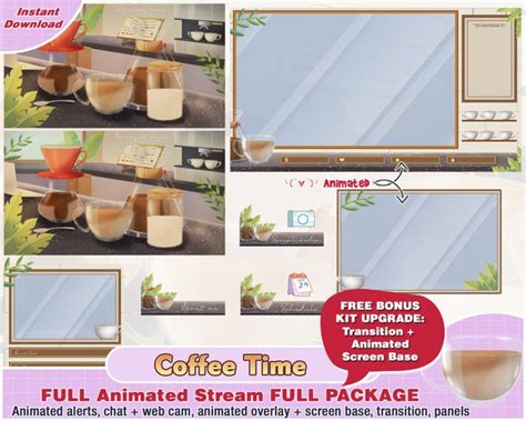 Animated Coffee Shop Overlay Screen Mega Pack Stream Alerts Etsy Canada