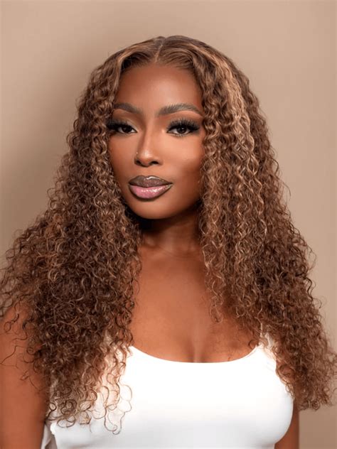 UNice Put On And Go 6x4 5 Pre Cut Lace Honey Blonde Highlights Curly Air Wig