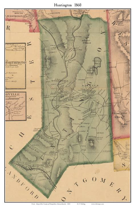 Huntington Massachusetts 1860 Old Town Map Custom Print Hampshire Co