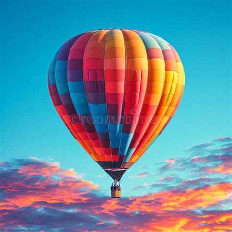 Hot Air Balloon Colorful Adventure As It Soars Through Skies Stock