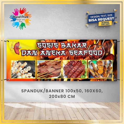 Jual SPANDUK BANNER Jajanan Seafood Snack Sosis Bakar B Gratis