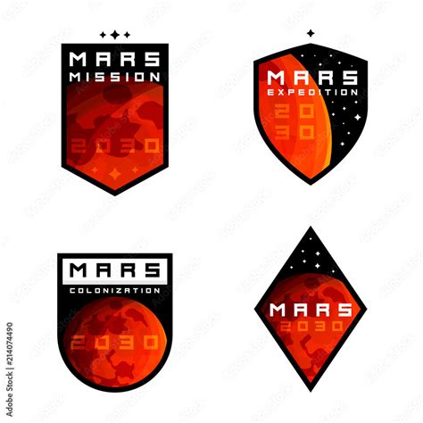 Mars Colonziation Exploration Badges Labels Signs Emblems Design