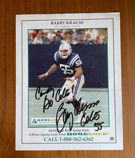 Barry Krauss Nfl Football Colts Signed Photo Autographed