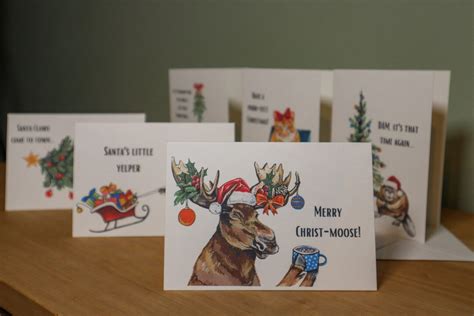 6 Christmas Cards Animal Christmas Cards Cute Christmas Cards Animal Puns Funny Christmas Cards ...