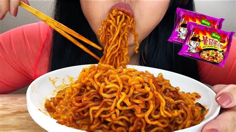 Asmr 4x Spicy Mala Fire Noodle Challenge Eating Sounds Big Bite