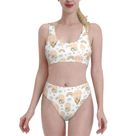 Bikini Sets For Women Air Balloon And Flower High Waisted Bikini Sets