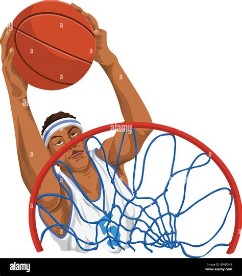 Ilustración vectorial del jugador de baloncesto tira la pelota en la