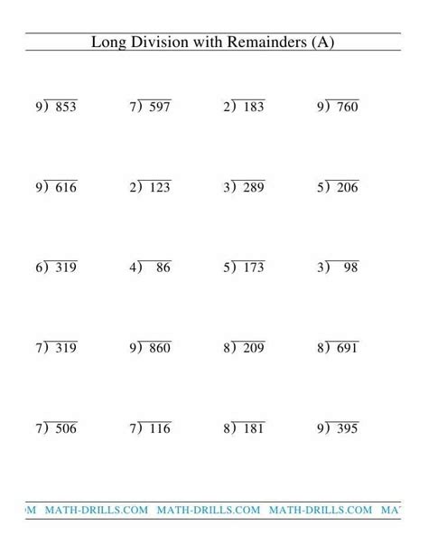 Long Division Problems With Remainders Worksheets Worksheetscity