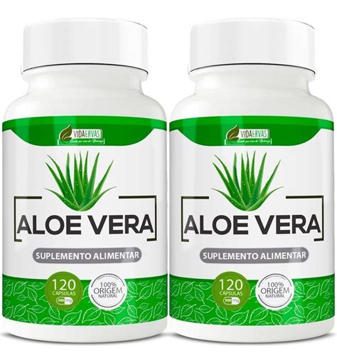 2 Potes Aloe Vera 500mg 120 Cápsulas Vida Ervas Mercado Livre