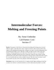 Lab Report Imf Melting Freezing Points Docx Intermolecular Forces