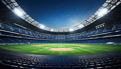 Premium Photo | Nighttime view of empty baseball stadium with radiant ...