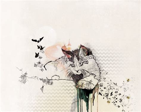 Cat Art Print Pen and ink Art Cat illustration Collage Art