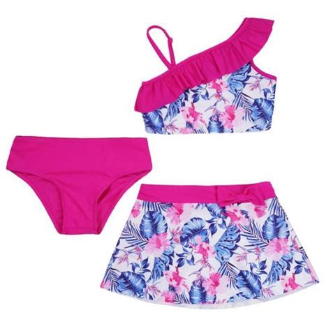 IEFIEL 3 Pièce Enfant Fille Maillot de Bain Haut de Bain Haut de Bain