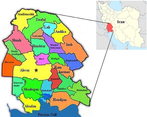 Map of Iran and the location of Khuzestan province. | Download ...