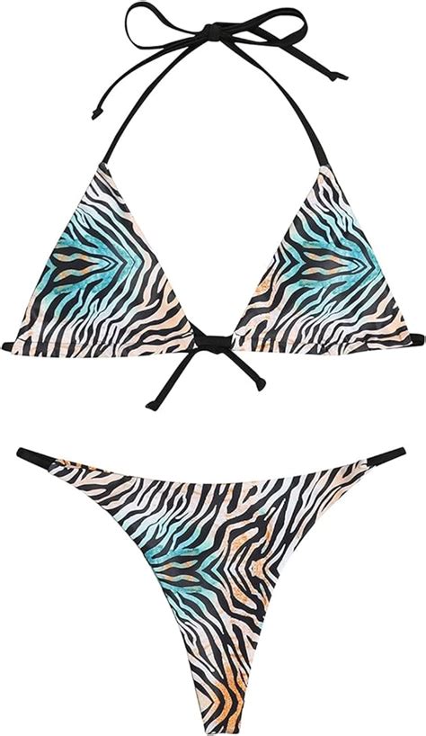 Yeahdor Damen Mini Bikini Set Badeanzug Bademode Mit Zebrastreifen