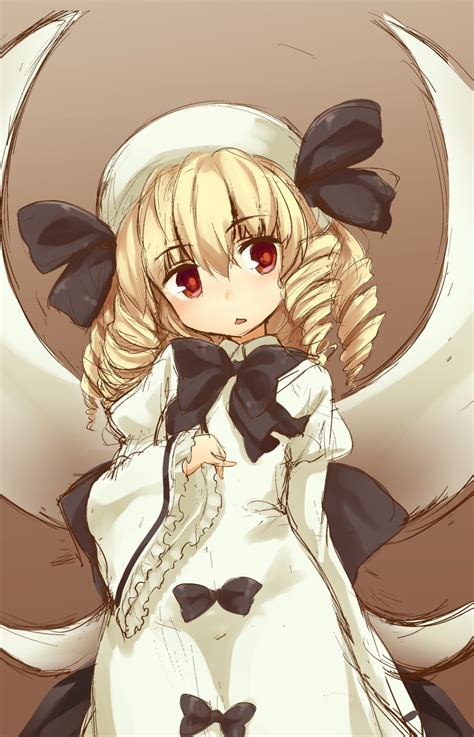 Safebooru 1girl Bangs Black Bow Black Bowtie Blonde Hair Bow Bowtie Brown Background Brown