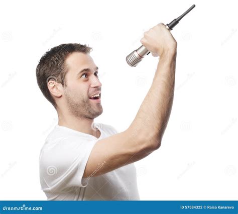 Young Man Holding A Microphone Stock Photo Image Of Handsome