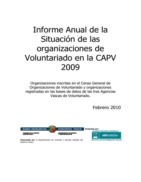 Informe Anual De La Situaci N De Las Organizaciones De