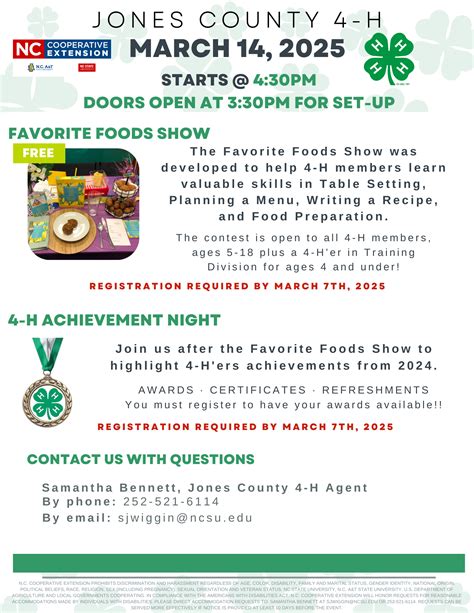 Jones County 4-H Favorite Foods Show & Achievement Night 2025 | N.C