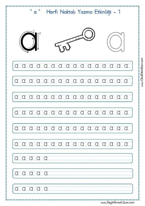 a Harfi Noktalı Yazma Etkinliği 1 Seyit Ahmet Uzun Eğitime