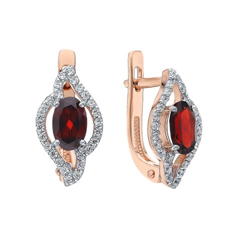 Золотые серьги с гранатом и фианитами МОСКОВСКИЙ ЦЕПЕВЯЗАЛЬНЫЙ ЗАВОД ...