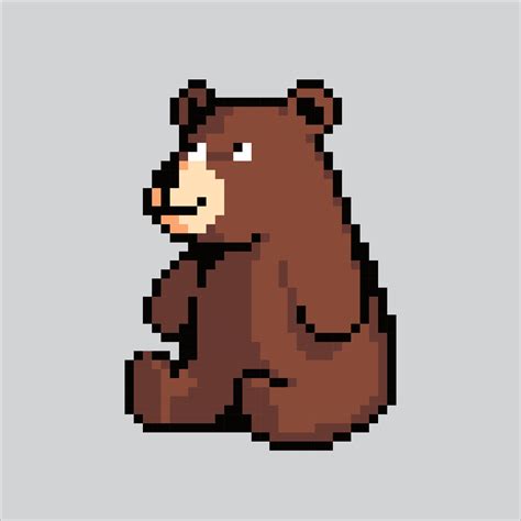 Pixel art illustration Bear. Pixelated Bear. Cute Bear animal icon ...