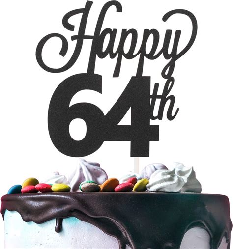 Amazon LINGTEER Happy 64th Birthday Black Cake Topper Cheers To