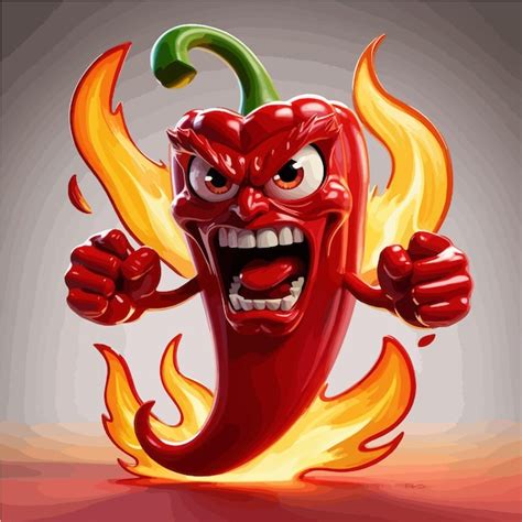 Red Hot Rage The Angry Chili Pepper Premium AI Generated Vector