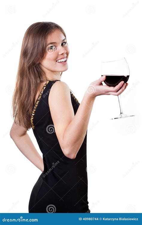 Beautiful Girl Holding A Glass Of Red Wine Stock Photo Image Of