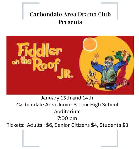 Ca Drama Club Presents Fiddler On The Roof Jr On January 13 And 14