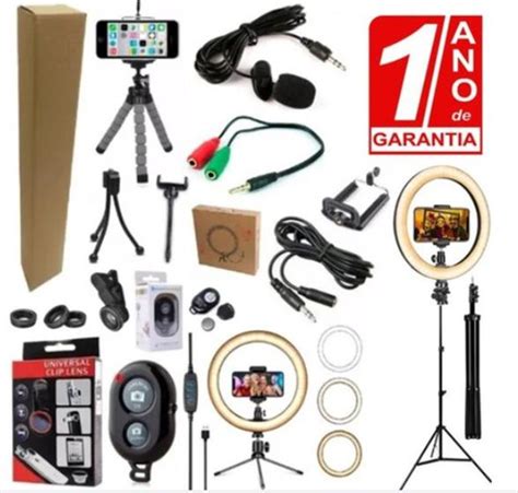 Kit Youtuber Ring Light 30cm 12 Tripé Pedestal Celular