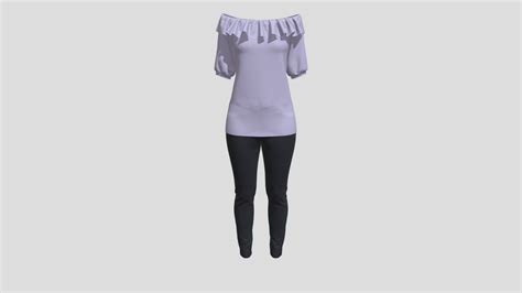 Ruffle Collar Blouse Outfit Buy Royalty Free 3d Model By Najdmie