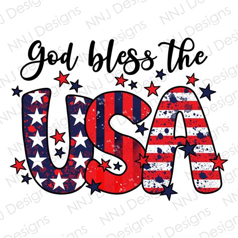 God Bless The Usa Png 4th Of July God Bless America Sublimation Designs