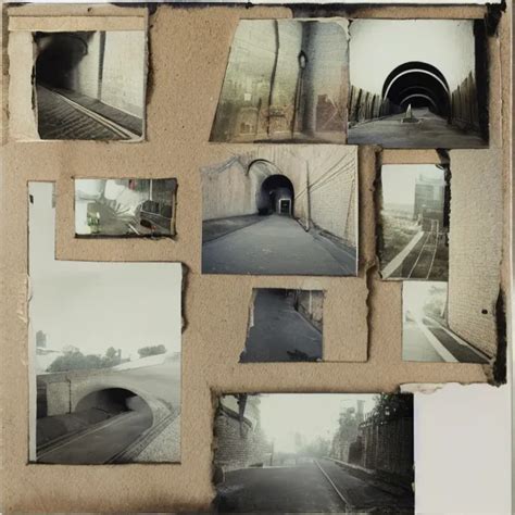 Underground Tunnels Polaroid Photograph Collage Stable Diffusion