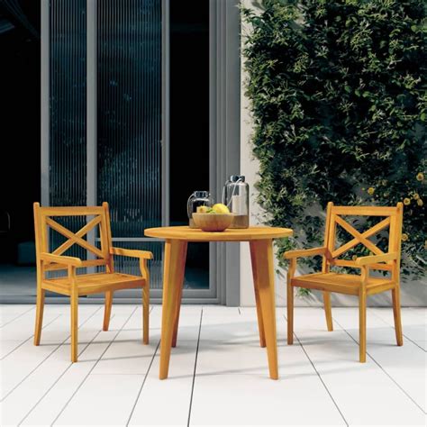 Anself 3 Piece Patio Dining Set Solid Wood Acacia - Walmart.com