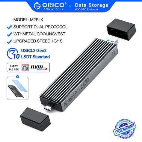 Dual Protocols SSD Enclosure ORICO M 2 NVMe SSD Enclosure Aluminum