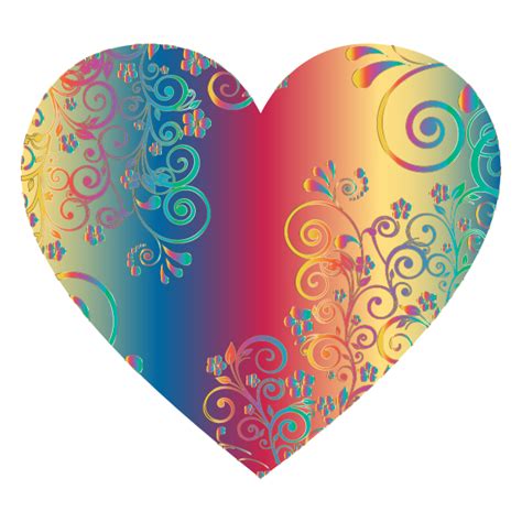 Prismatic Floral Flourish Heart 10 Free Svg