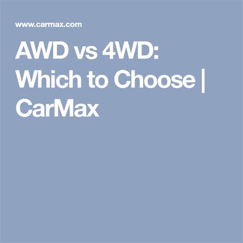 Awd Vs 4wd Whats The Difference Carmax