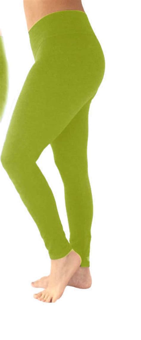 Lime Green Leggings Bright Green Leggings Yoga Leggings Etsy