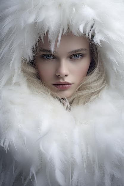 Premium Ai Image A Woman Wearing A White Fur Coat