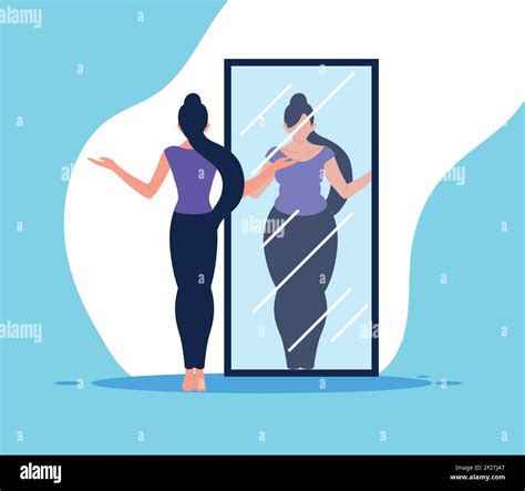 Fat Girl Looking Mirror Stock Vector Images Alamy