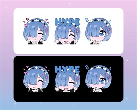 Rem Emotes For Twitch Discord Rezero Chibi Etsy Hong Kong