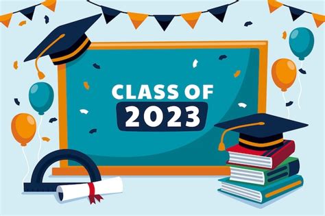 Free Vector | Flat background for class of 2023 graduation